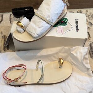 Larroude’ Women's Sandals in Cream and Gold